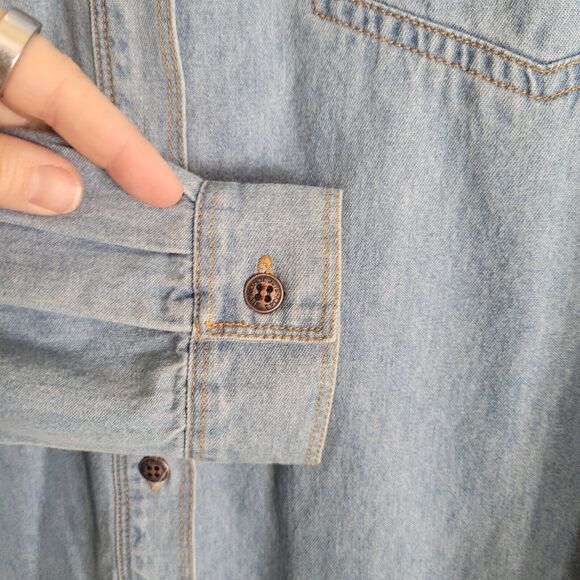 Vintage 90's Jordache Denim Button Up Pocket Shirt Women's Size Medium Blue Y2K - Picture 5 of 10